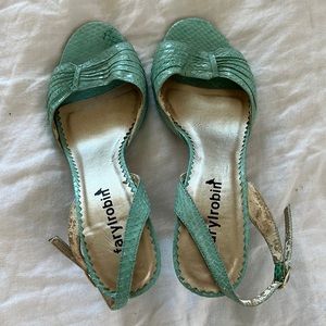 Faryl Robin turquoise snake skin heel